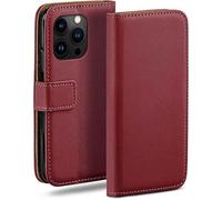 moex Custodia a portafoglio per Apple iPhone 16 Pro Max, con scomparto per carte di credito, custodia a libro a 360 gradi, in pelle PU, bordeaux