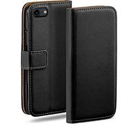 moex Custodia a Portafoglio per Apple iPhone 7 / iPhone 8, Custodia per Cellulare con Tasca per schede e Carte Credito, Protezione a 360°, in Pelle vegana, Profondo - Nero