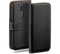 moex Custodia a Portafoglio per Nokia 3.1 Plus, Custodia per Cellulare con Tasca per schede e Carte Credito, Protezione a 360°, in Pelle vegana, Profondo - Nero