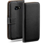moex Custodia a Portafoglio per Samsung Galaxy A3 (2017), Custodia per Cellulare con Tasca per schede e Carte Credito, Protezione a 360°, in Pelle vegana, Profondo - Nero