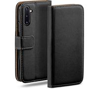 moex Custodia a Portafoglio per Samsung Galaxy Note10, Custodia per Cellulare con Tasca per schede e Carte Credito, Protezione a 360°, in Pelle vegana, Profondo - Nero