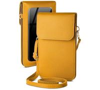 moex Custodia a tracolla per Apple iPhone 13/13 Pro - Piccola borsa con scomparto per cellulare e finestra di visualizzazione, 2 scomparti aggiuntivi - Borsa a tracolla da donna, giallo sole