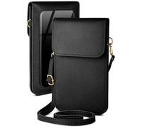 moex Custodia a tracolla per Emporia SMART.7 Lite, piccola borsetta con scomparto per cellulare e finestra, 2 scomparti extra in pelle PU, borsa a tracolla da donna, colore nero