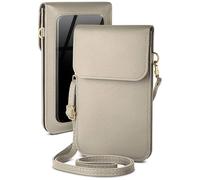 moex Custodia a tracolla per Fairphone 6 piccole borsette con scomparto per cellulare e finestra di visualizzazione, 2 scomparti extra in pelle PU, borsa a tracolla da donna, colore grigio