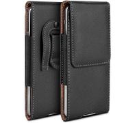 moex Custodia Plug Case per Samsung Galaxy S25 con clip per cintura, in pelle PU, da infilare, in pelle, colore: Nero