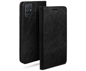 moex Custodia Similpelle a Libro, portacarte, Supporto Compatibile con Samsung Galaxy A71 | Nero