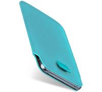 moex Custodia Slide per Motorola Edge 50 Neo, ultra sottile, custodia per cellulare in pelle vegana, protezione completa a 360 gradi, con estrazione, colore: turchese