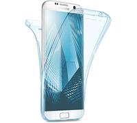 moex Doppia Custodia per Samsung Galaxy S6 Edge, Custodia in Silicone Trasparente, Custodia Protettiva Completa su Entrambi i Lati: Anteriore e Posteriore, Aqua