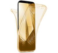 moex Doppia Custodia per Samsung Galaxy S9, Custodia in Silicone Trasparente, Custodia Protettiva Completa su Entrambi i Lati: Anteriore e Posteriore, Oro