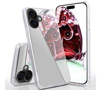 moex Mirror Case per iPhone 17 Custodia con specchio e protezione dei bordi estesa in silicone, cover posteriore a specchio, elegante custodia protettiva sottile argento