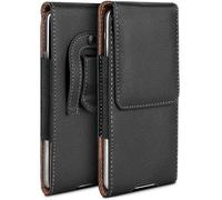 moex Plug Case compatibile con Samsung Galaxy A20s Custodia con clip per cintura, custodia per cellulare in pelle vegana, custodia a libro pieghevole - nero