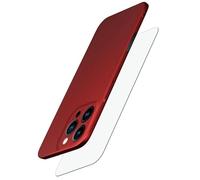 moex Set 3 in 1 per iPhone 16 Pro Max con 2 pellicole protettive in vetro temperato ultra sottile e leggero, [Alpha Case + ShockProtect Glass] Custodia protettiva antiurto opaca, rosso