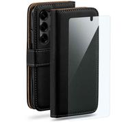 moex Set 4 in 1 per Samsung Galaxy S25 Ultra con 3 pellicole protettive, scomparto per carte di credito, custodia a libro e pellicola FlexProtect, protezione completa a 360°, colore nero