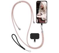 moex Unleash - Cinturino per iPhone 15, da appendere senza custodia, catena per cellulare con moschettone, cordino da collo rimovibile, con cuscinetto per cellulare, rosa, argento