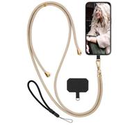 moex Unleash per Crosscall Core X5, cinturino per cellulare da appendere senza custodia, catena per cellulare con moschettone, cordino rimovibile, catena con cuscinetto per cellulare, beige, oro