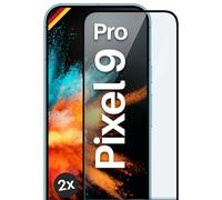 moex Vetro di protezione Full Screen compatibile con Google Pixel 9 Pro, pellicola protettiva senza bordi, schermo intero, pellicola protettiva 3D, trasparente, 2 x nero