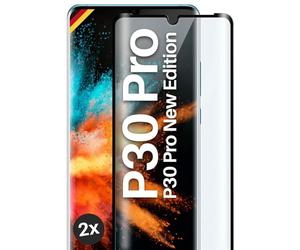 moex Vetro protettivo Full Screen compatibile con Huawei P30 Pro/P30 Pro New Ed - Pellicola protettiva senza bordi, schermo intero curvo, pellicola protettiva 3D, trasparente, 2 X nero