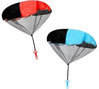 mofenmian Confezione da 2 paracadute soldatini da lancio a mano per divertimento all'aperto, giocattoli volanti per paracadutisti, blu e rosso, ideali per ragazzi e ragazze