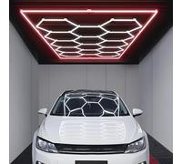 MOFGOE Lampada da soffitto a LED Super Luminosa per la Cura dell'auto, luci a Nido d'Ape con Cornice Rettangolare, 6500K, 73.920 lm, per Magazzini, officine, palestre, Cantine,Rosso