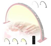MOFGOE Lampada per Unghie LED Half Moon, Luce ad Anello per scrivania per estetiste, Lampade ad Arco per Unghie con Telecomando, Dimmerabile, 3 modalità di Luce, Accessori,Rosa,29.5in