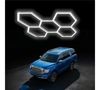 MOFGOE Luce LED Esagonale per Garage, 168 W, Confezione da 24, 5 Griglie, 20160 LM, luci esagonali Ultra Luminose per Garage, per Garage, Negozio, Cantina, Barbiere,Nero