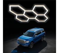 MOFGOE Luce LED Esagonale per Garage, 168 W, Confezione da 24, 5 Griglie, 20160 LM, luci esagonali Ultra Luminose per Garage, per Garage, Negozio, Cantina, Barbiere,d'oro
