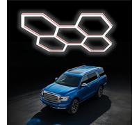 MOFGOE Luce LED Esagonale per Garage, 168 W, Confezione da 24, 5 Griglie, 20160 LM, luci esagonali Ultra Luminose per Garage, per Garage, Negozio, Cantina, Barbiere,Rosso