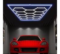 MOFGOE Luce LED Esagonale per Garage con Cornice Rettangolare, Bianco Naturale 6500K, luminosità Elevata 73920 Lumen, per Magazzini, seminterrati, palestre, barbieri, saloni,Blu