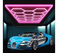 MOFGOE Luce LED Esagonale per Garage con Cornice Rettangolare, Bianco Naturale 6500K, luminosità Elevata 73920 Lumen, per Magazzini, seminterrati, palestre, barbieri, saloni,Rosa