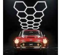 MOFGOE Luci LED esagonali Fai da Te, 456 W 54720 lm 6500 K Bianco Naturale, Luce Esagonale Ultra Luminosa per Garage, Facile da installare, per Garage, Auto, Officina di Detailing,14 Grids
