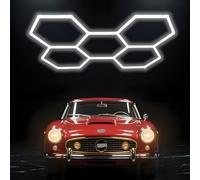 MOFGOE Luci LED esagonali Fai da Te, 456 W 54720 lm 6500 K Bianco Naturale, Luce Esagonale Ultra Luminosa per Garage, Facile da installare, per Garage, Auto, Officina di Detailing,5 Grids