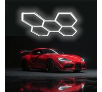 MOFGOE Plafoniera LED Esagonale per Garage, 168 W 20160 LM, 6500 K Ultra Luminosa, Sistema di luci LED esagonali a Nido d'Ape a 5 Griglie, Facile da installare, per Garage,Nero