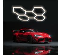 MOFGOE Plafoniera LED Esagonale per Garage, 168 W 20160 LM, 6500 K Ultra Luminosa, Sistema di luci LED esagonali a Nido d'Ape a 5 Griglie, Facile da installare, per Garage,d'oro