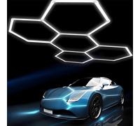 MOFGOE Sistema di Illuminazione Esagonale, luci LED esagonali Fai da Te, 54720 lm 456 W, luci a Nido d'Ape da soffitto, per Garage, autofficina, Officina di Pulizia Auto, Officina,5 Grids