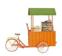 MOFGOE Triciclo per la Vendita di Cibo da Strada con tettuccio, Triciclo per la Vendita di Gelati Commerciali, Grande Carrello per Cibo, rimorchio per Fiori Commerciale,Arancia