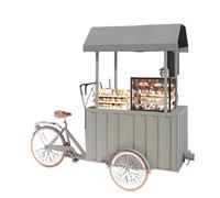 MOFGOE Triciclo per la Vendita di Cibo da Strada con tettuccio, Triciclo per la Vendita di Gelati Commerciali, Grande Carrello per Cibo, rimorchio per Fiori Commerciale,Grigio