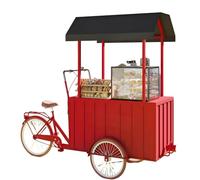 MOFGOE Triciclo per la Vendita di Cibo da Strada con tettuccio, Triciclo per la Vendita di Gelati Commerciali, Grande Carrello per Cibo, rimorchio per Fiori Commerciale,Rosso