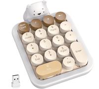 MOFII Simpatico tastierino numerico wireless colorato con copertura in silicone e ornamento a forma di orsetto, stabile da 2,4 GHz, estensione della contabilità finanziaria (tè al latte, colorato)