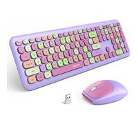 MOFii Tastiera e mouse wireless Combo, 2.4G Slim Full-Sized Colorful Keyboard Mouse per PC desktop laptop Windows (viola colorato)