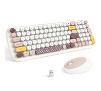 MOFII Tastiera e mouse wireless, macchina da scrivere, tastiera full size con tastierino numerico e mouse 2 in 1 USB collegato per Mac, Windows 7/8/10, laptop, desktop, PC, computer (bianco sporco)