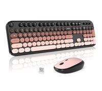 MOFII Tastiera wireless e mouse combinata, graziosa tastiera di dimensioni standard e mouse wireless, 2,4 GHz, stile retrò, per PC/desktop/laptop/Windows (bacca nera)