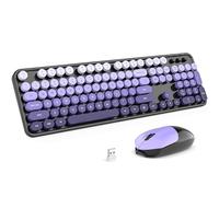 MOFII Tastiera wireless per computer e mouse, tastiera full size con tastierino numerico e mouse 2 in 1 USB collegato per PC portatile desktop Windows 7 8 11, nero e viola