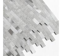 MOFIT - Piastrelle autoadesive 3D in mattoni di pietra, per cucina, piastrelle autoadesive da parete, piastrelle a mosaico lineari in marmo per bagno, camino, vanità (grigio cemento, 5 fogli)