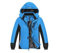 MoFiz Giacca da Sci Bambini Invernale Cappotto in Pile Caldo da Neve Impermeabile Antivento Giacche Ragazzi con Cappuccio Rimovibile Mimetico Blu/Nero XL(17-18 anni)