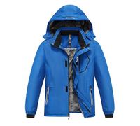 MoFiz Giacca da Sci Bambini Invernale Cappotto in Pile Caldo da Neve Impermeabile Antivento Giacche Ragazzi con Cappuccio Rimovibile Mimetico Blu sc. L(13-16 anni)