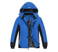 MoFiz Giacca da Sci Bambini Invernale Cappotto in Pile Caldo da Neve Impermeabile Antivento Giacche Ragazzi con Cappuccio Rimovibile Mimetico Blu sc./Nero XS(6-7 anni)