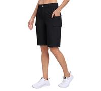 MoFiz Pantaloncini Cargo da Donna, Impermeabili, Antivento, Leggeri, Morbidi, Stretching e Traspiranti, con Tasche Cargo, per Escursionismo, Sportivi, Estivi