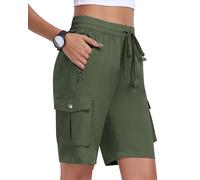 MoFiz Pantaloncini Cargo Trekking Donna Bermuda Estivi Pantaloni Corti Vita Elastica Leggeri Pantaloncini da Escursionismo Sportivi Jogging Casual Esterno con 6 Tasche