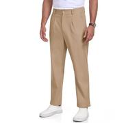 MoFiz Pantalone Lino Uomo con Bottoni Estivi Uomo Lunghi Lino Loose Fit Cotone Pantalone per La Spiaggia, Le Vacanze Blanc 2XL