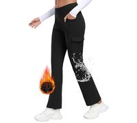 MoFiz Pantaloni da Yoga da Donna Invernali Vita Alta Impermeabile Pantaloni con Tasche